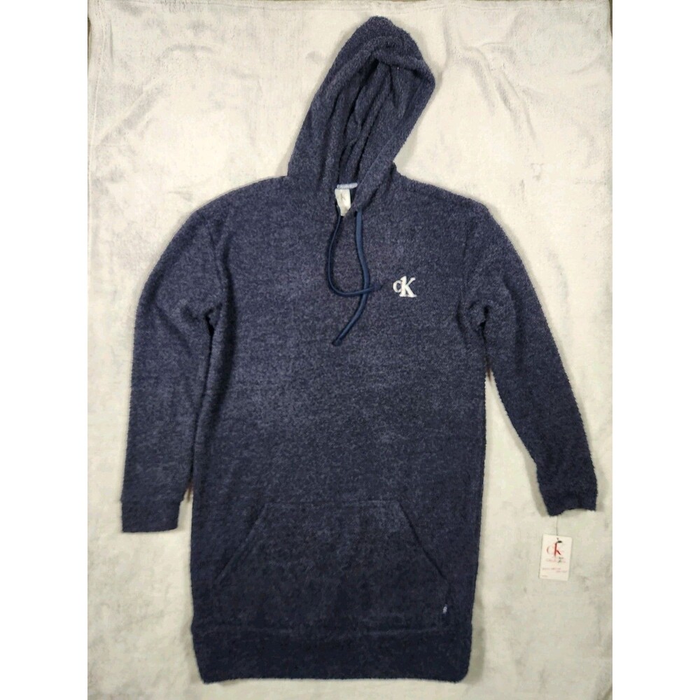Calvin Klein CK One Hoodie Womens M Navy Fleece Pullover Sleepwear Cozy NWT